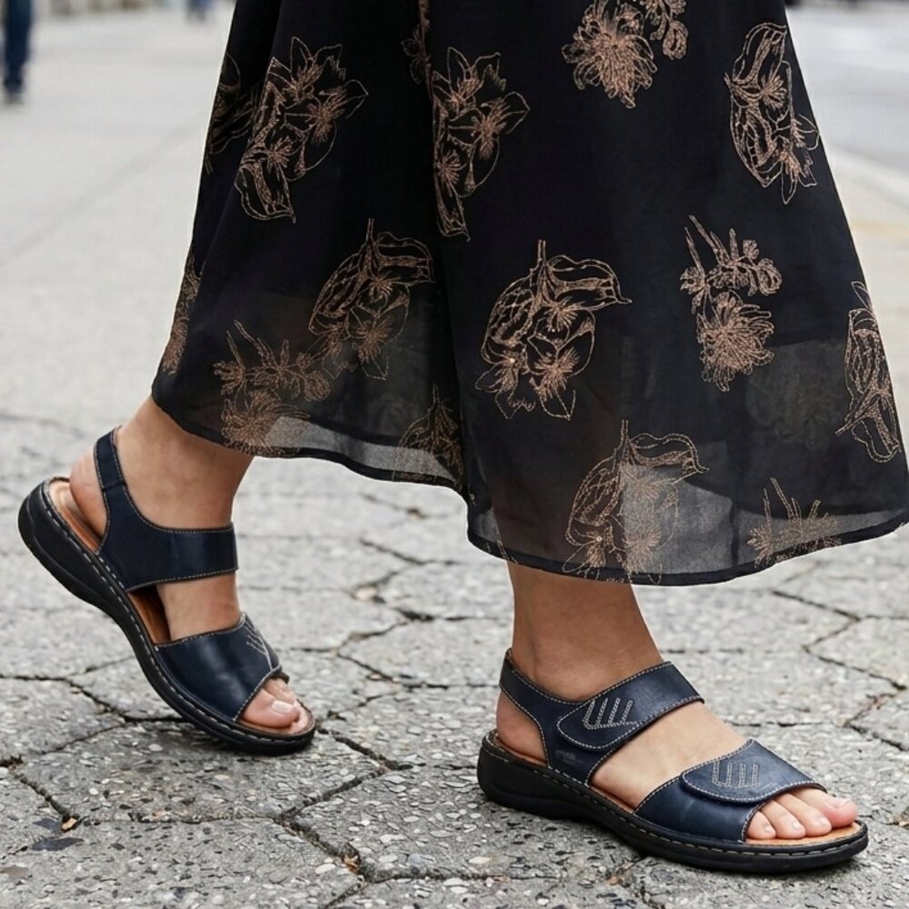JOSEF SEIBEL sandal black strappy comfy moccasin - 8